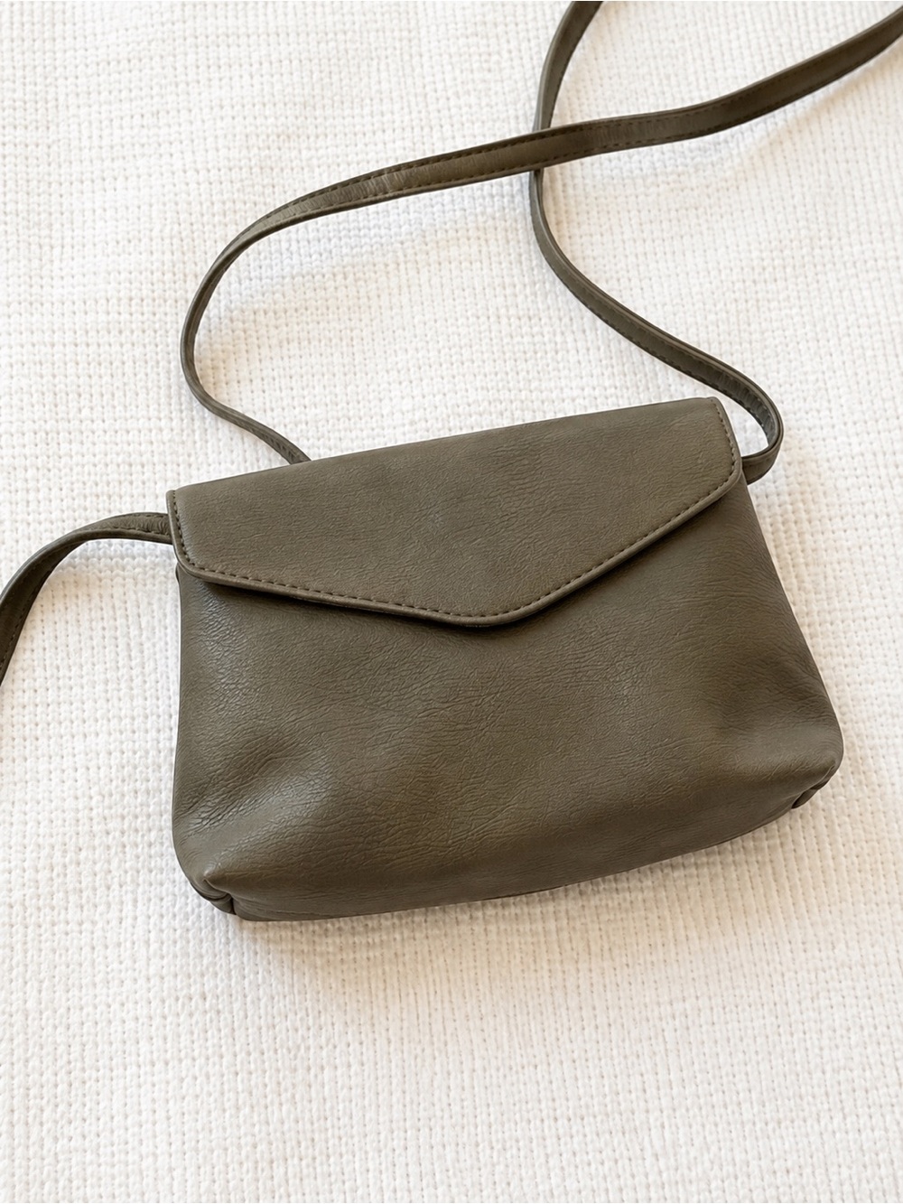 Olive Green Minimalist Crossbody Bag | Envelope Flap Shoulder Purse